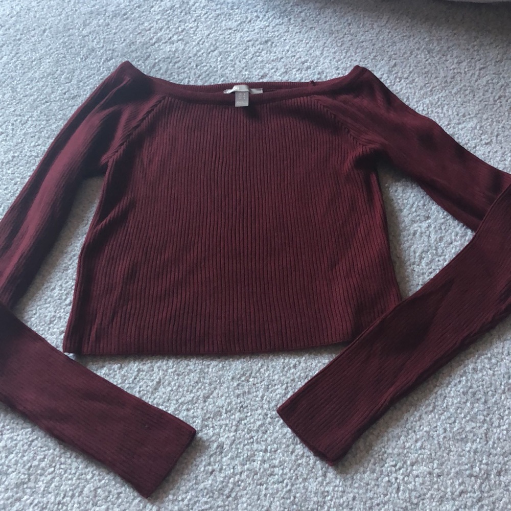 Deep Red Off the Shoulder Sweater